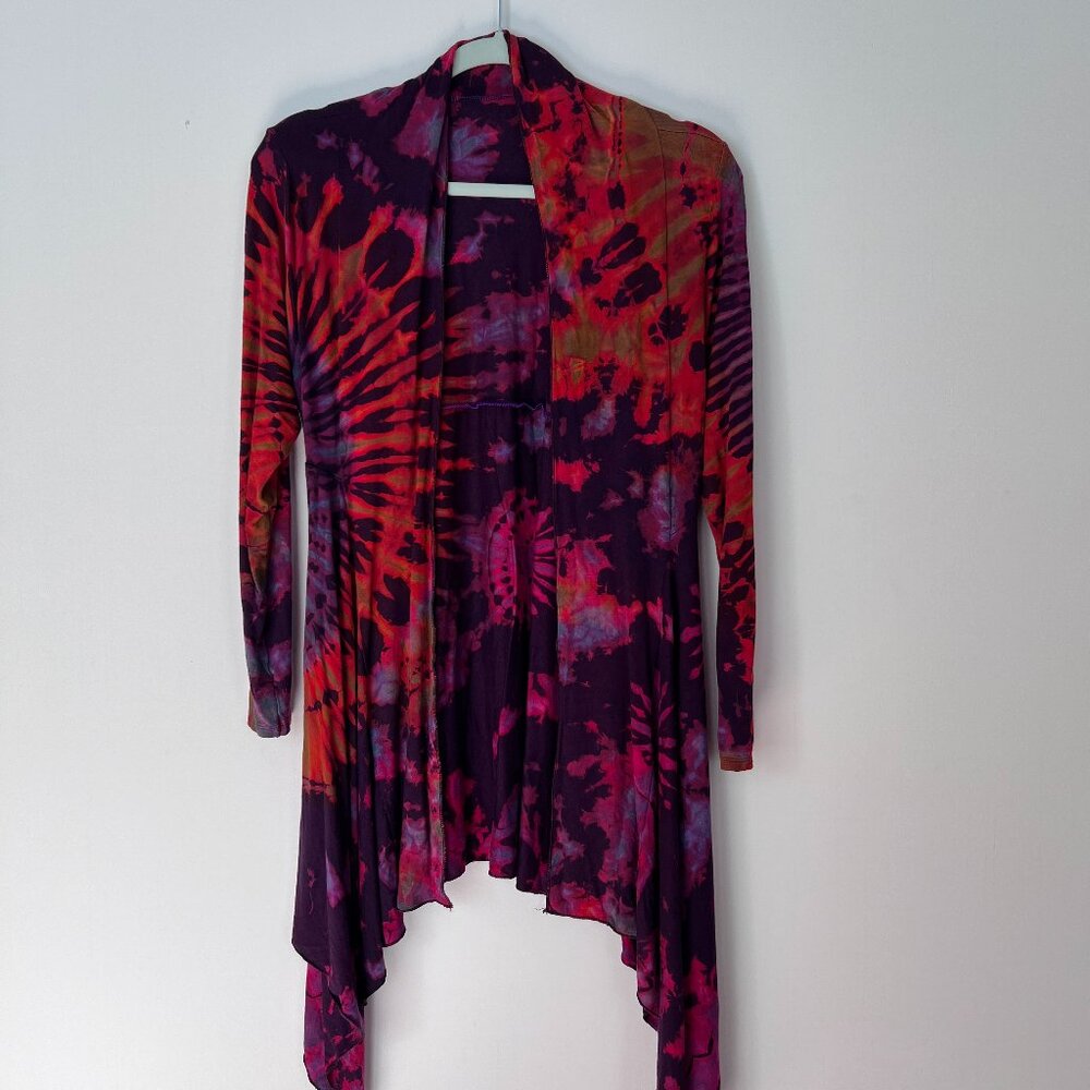Size Small, Tie Dye long sleeve cardigan/wrap. Festival coverup.